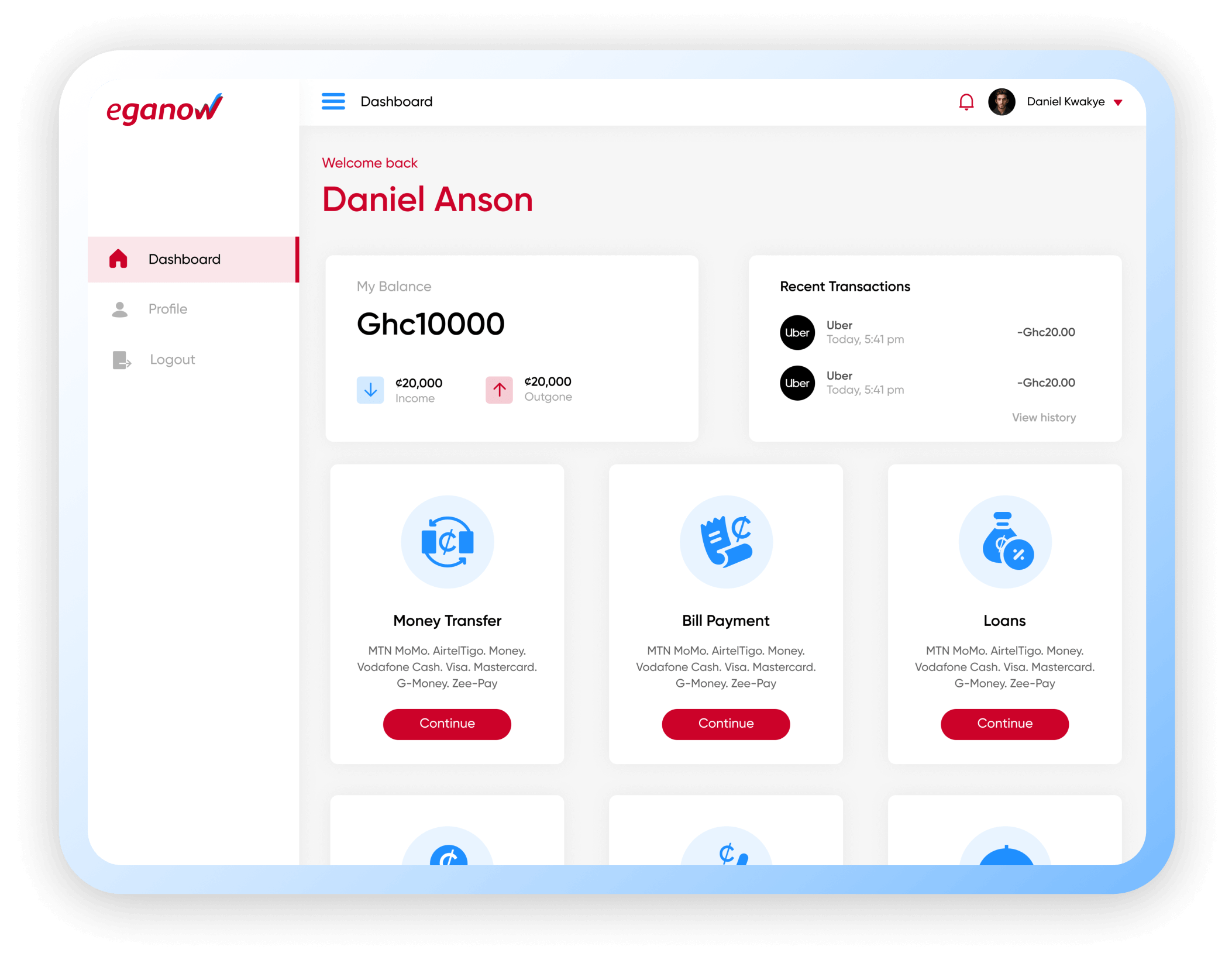 eganow dashboard