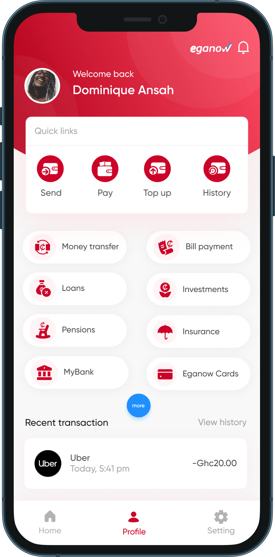 Eganow dashboard